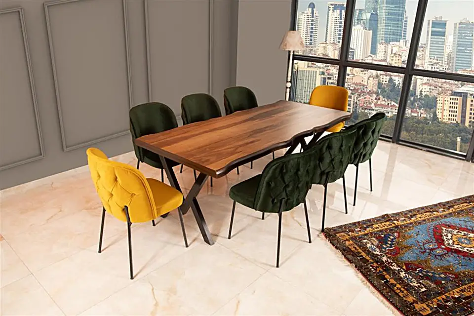 ES130 Siyah Sandalye MS380 Kütük Masa 90x220 - Kayseri