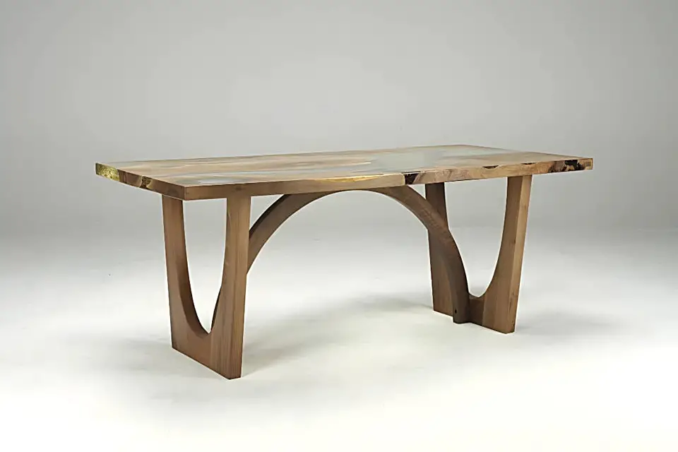 Gelibolu Şeffaf Ceviz Epoksi Masa - Ravilla Mobilya Antalya