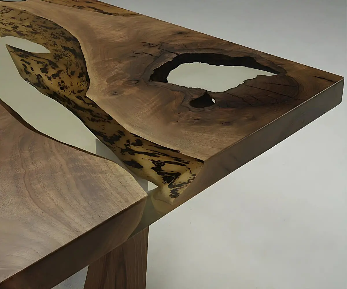 Gelibolu Şeffaf Ceviz Epoksi Masa - Ravilla Mobilya Antalya