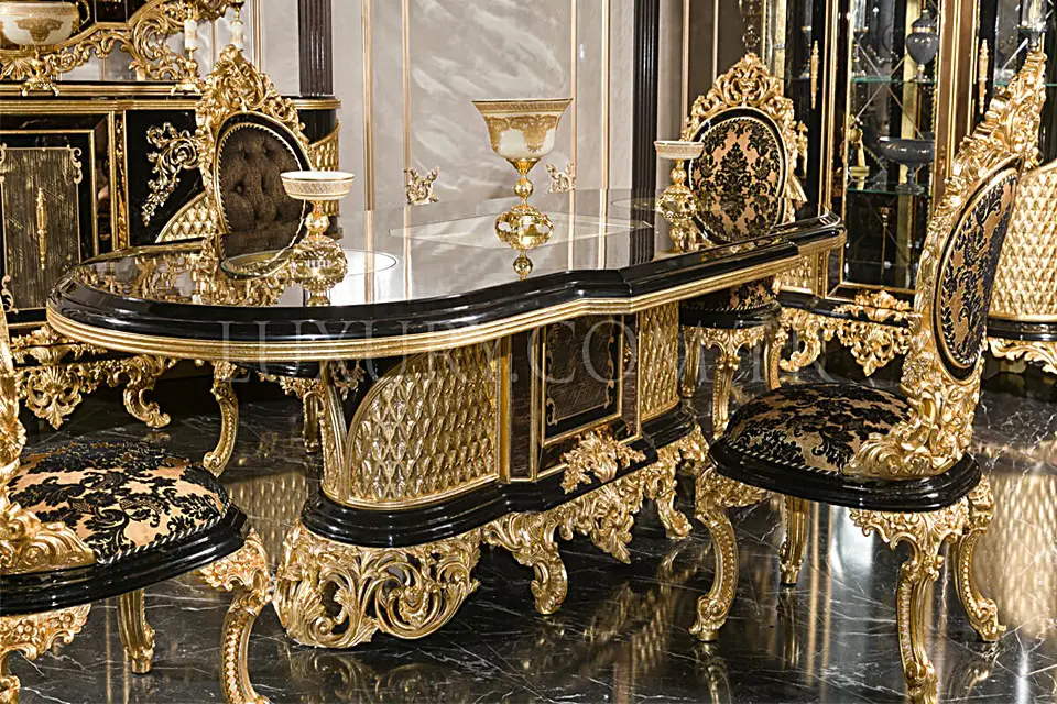 Lüx Hazar Klasik Siyah Yemek Odası - Masko İstanbul