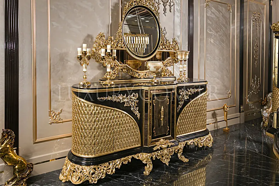 Lüx Hazar Klasik Siyah Yemek Odası - Masko İstanbul