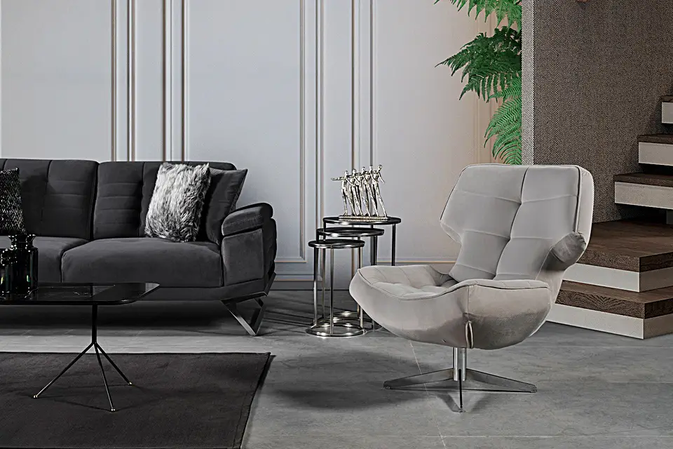 Luna Salon Koltuk Takımı - Gül Gökkuşağı Mobilya