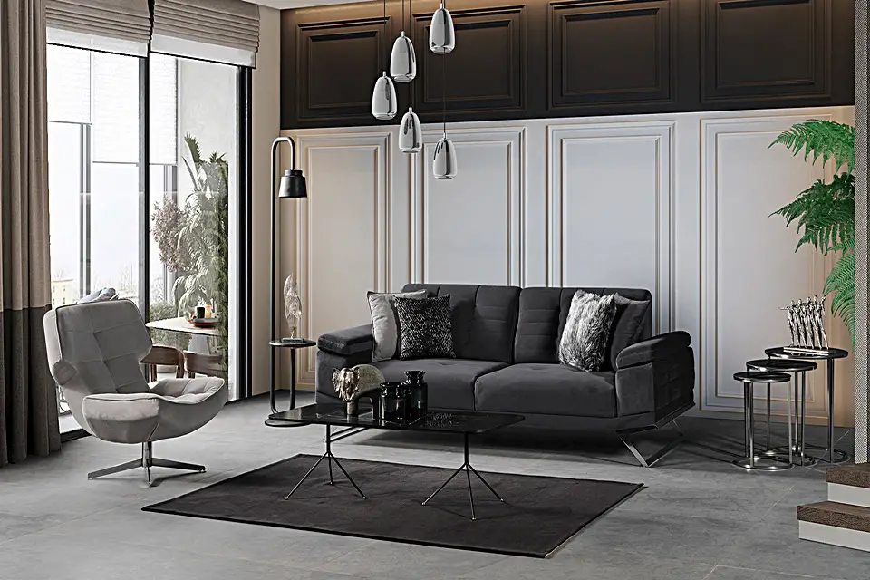 Luna Salon Koltuk Takımı - Gül Gökkuşağı Mobilya