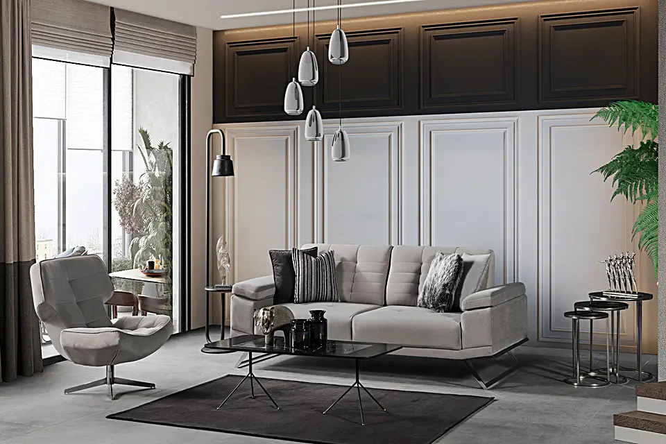 Luna Salon Koltuk Takımı - Gül Gökkuşağı Mobilya