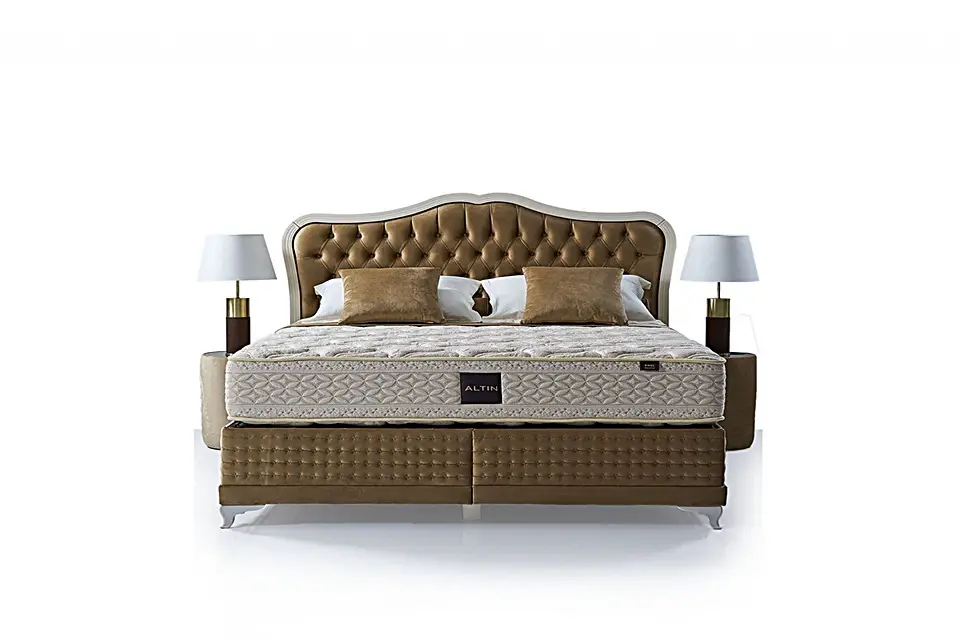 Altın Crown Yatak Baza Başlık Set - Mazello Mobilya
