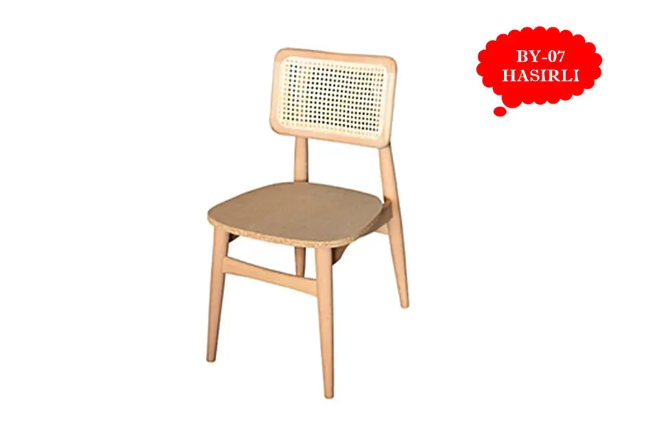 İzmir Hasırlı Ham Ahşap Mabel Sandalye İmalatı - Bysandalye