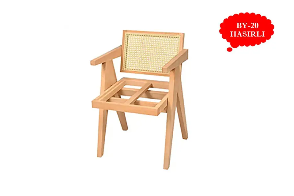Toptan Luna Kollu Hasırlı Ham Ahşap Sandalye İskeleti