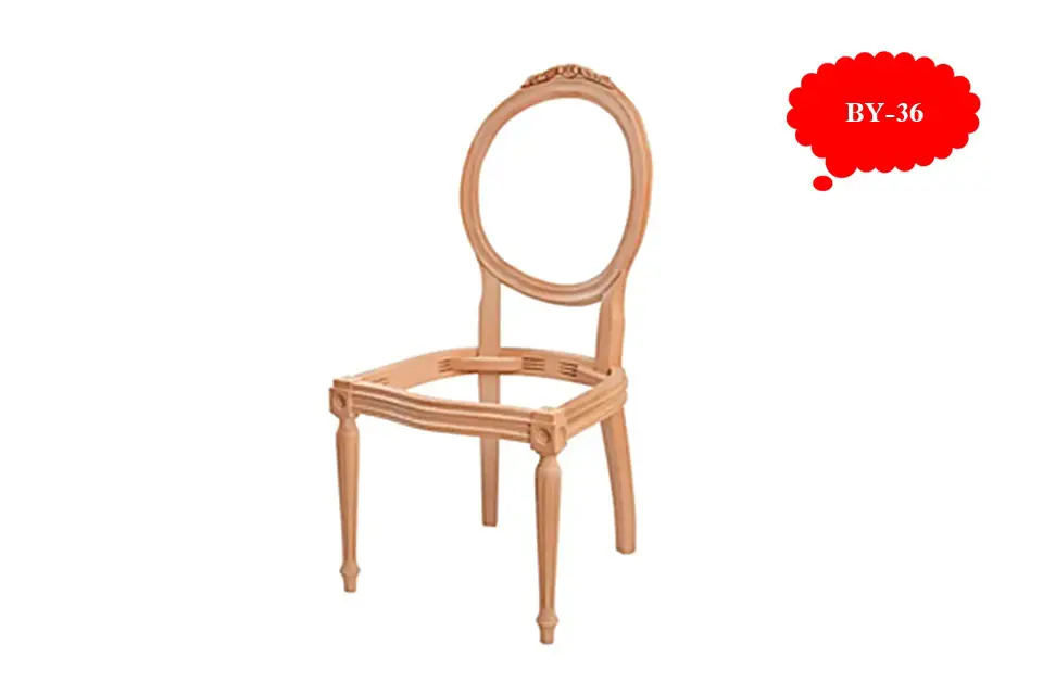 Ankara Oymalı Madalyon Ham Ahşap Sandalye İskeleti - Toptan